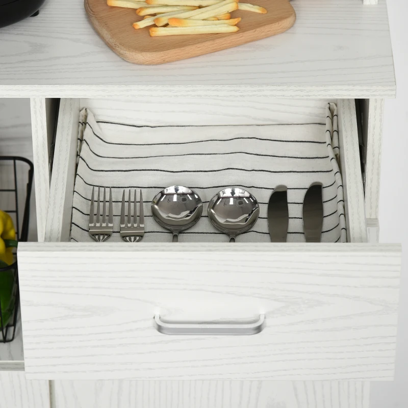 HOMCOM Armario de Cocina con 1 Cajón Estante Ajustable y Estante Abierto Estilo Moderno Antivuelco 71x41x178 cm Blanco