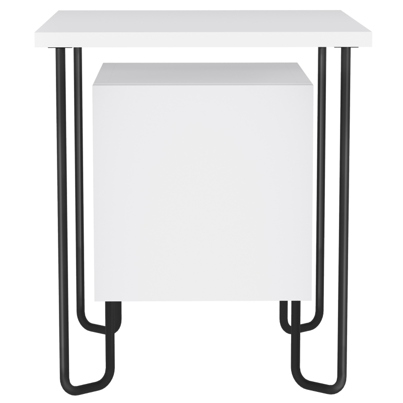 HOMCOM Comodino Moderno con Armadietto e Mensola in Legno e Gambe in Metallo, 40x40x45cm