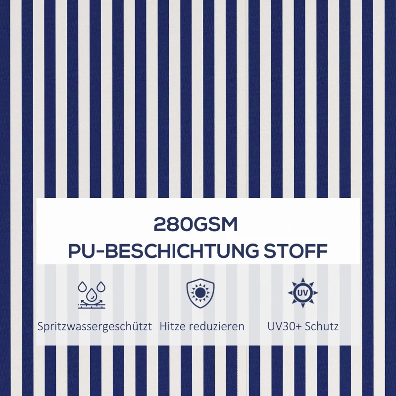 Outsunny Sonnenmarkise Markise Terrassenmarkise, inkl. Handkurbel, wetterbeständig, 350 cm x 290 cm, Blau + Weiß