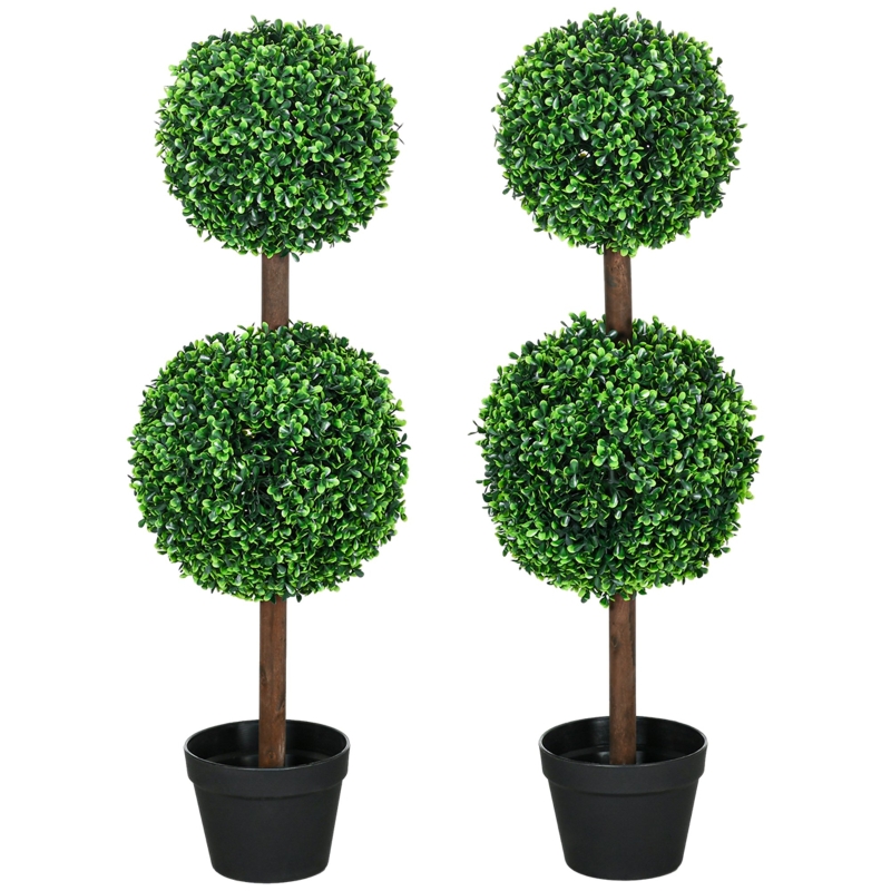 HOMCOM Knstliche Pflanzen, 2er-Set Buchsbaum, 90 cm Kunstpflanze,  Kunstbaum, Deko-Pflanze fr Indoor und Outdoor, Grn | Aosom.de