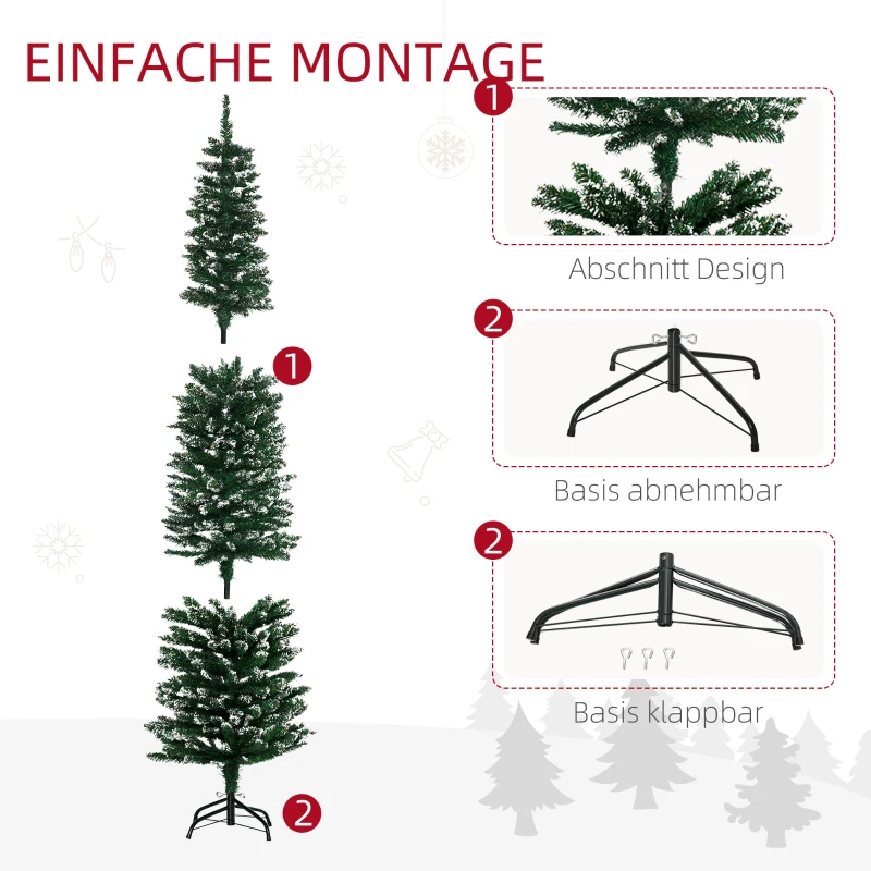 HOMCOM Weihnachtsbaum 190 cm, hoch realistisch, 570 Zweige, feuerfest, stabile Basis, Grün