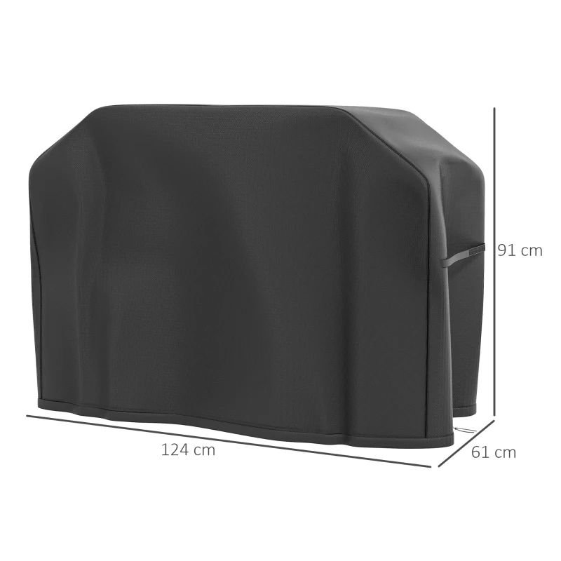 Outsunny Funda para Barbacoa Rectangular de Tela Oxford 420D Anti-UV Impermeable con Cordón de Sujeción 124x61x91 cm Negro