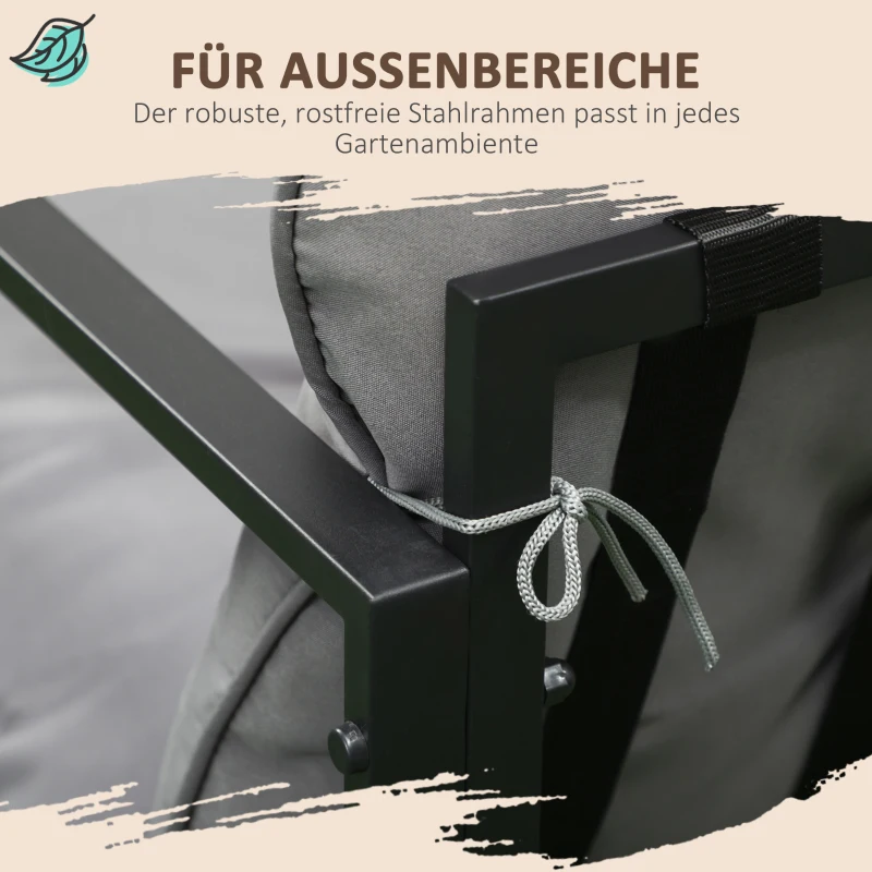 Outsunny Gartenmöbel-Set, 1 Glastisch, 2 Sessel. 1 Sofa, wetterbeständig,114 cm x 70 cm x 67 cm, Grau+Schwarz