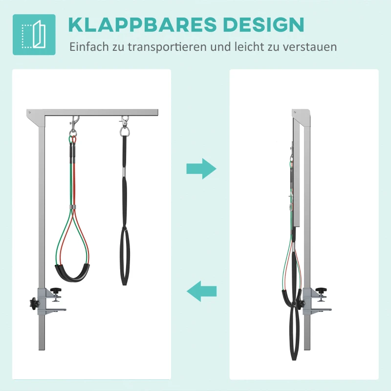 PawHut Haustier Fellpflege Arm, höhenverstellbar, 36  x 8 x 74 cm, Silber