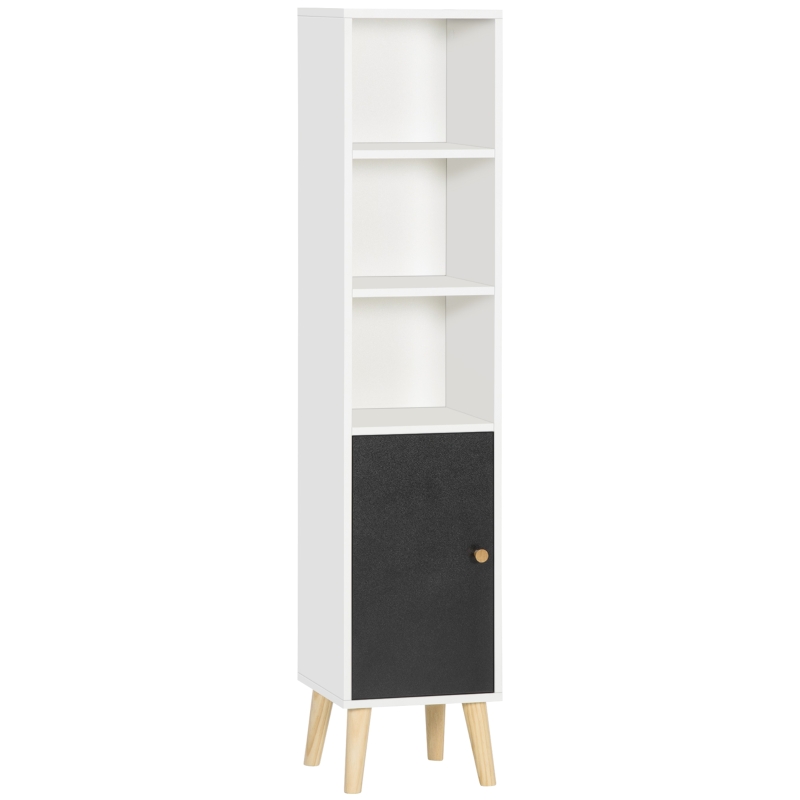 kleankin Bathroom Storage Cabinet, Bathroom Floor Standing Tallboy Unit with Adjustable Shelves and Cabinet, White