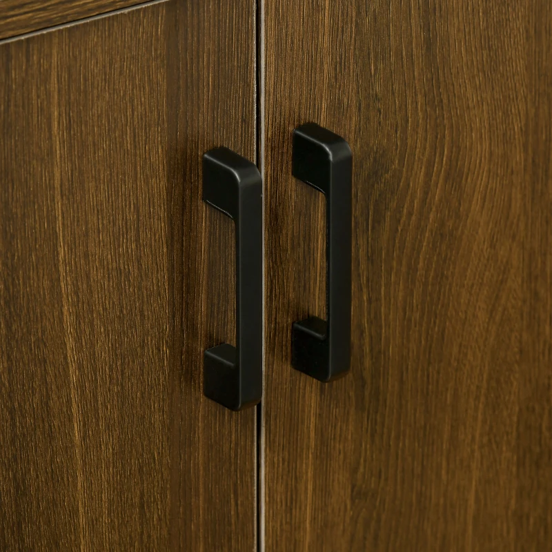 HOMCOM Armadietto Due Ante in MDF con Piano d'Appoggio in Vetro Temperato, 82x30x98 cm, Marrone e Nero