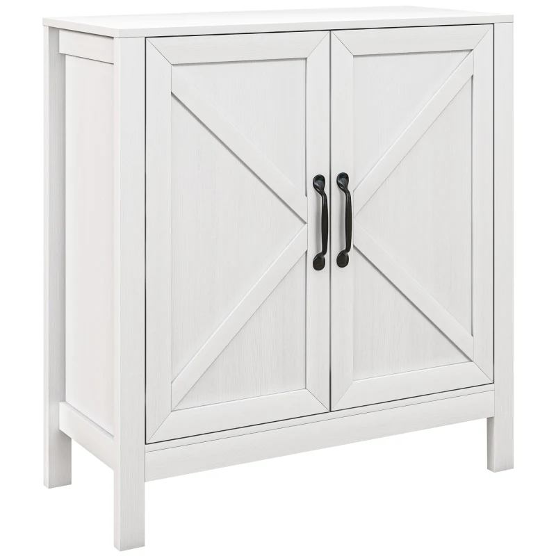 HOMCOM Aparador para Salón con Estante Ajustable y Antivuelco Aparador para Cocina Comedor Dormitorio 80x35x85 cm Blanco