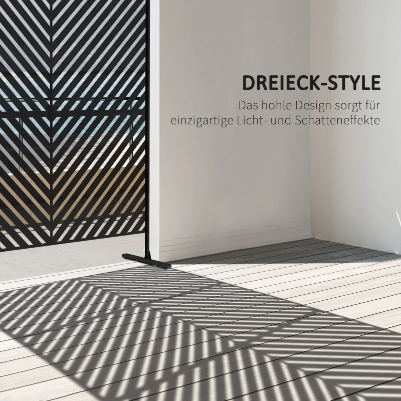 Outsunny Sichtschutz Sichtschutz Garten Gartenabtrennung, geometrische Formen, Metall, 122 x 45 x 198 cm, Schwarz