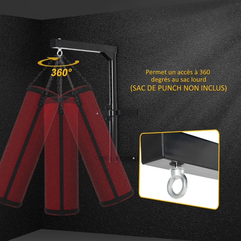 HOMCOM Support sac de boxe fixation sac de frappe hauteur réglable charge max. 100 Kg acier noir