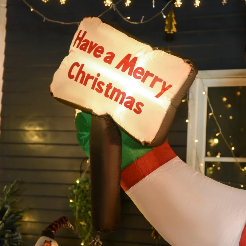 HOMCOM Pupazzo di Neve Gonfiabile Gigante 242cm con Luci a LED, Decorazione Natalizia per Esterno Impermeabile