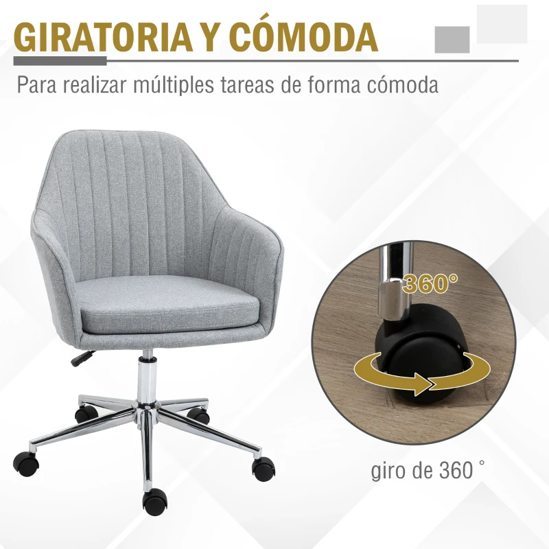 Vinsetto Silla de Oficina Silla Operativa con Altura Ajustable y Giratoria para Despacho Oficina 61x59x96cm Gris