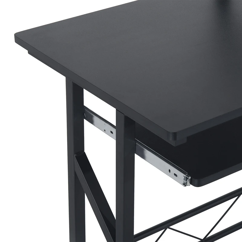 HOMCOM Mesa de Escritorio Mesa de Estudio con Bandeja de Teclado y Cajón Mesa de Ordenador para Despacho 90x50x100 cm Negro
