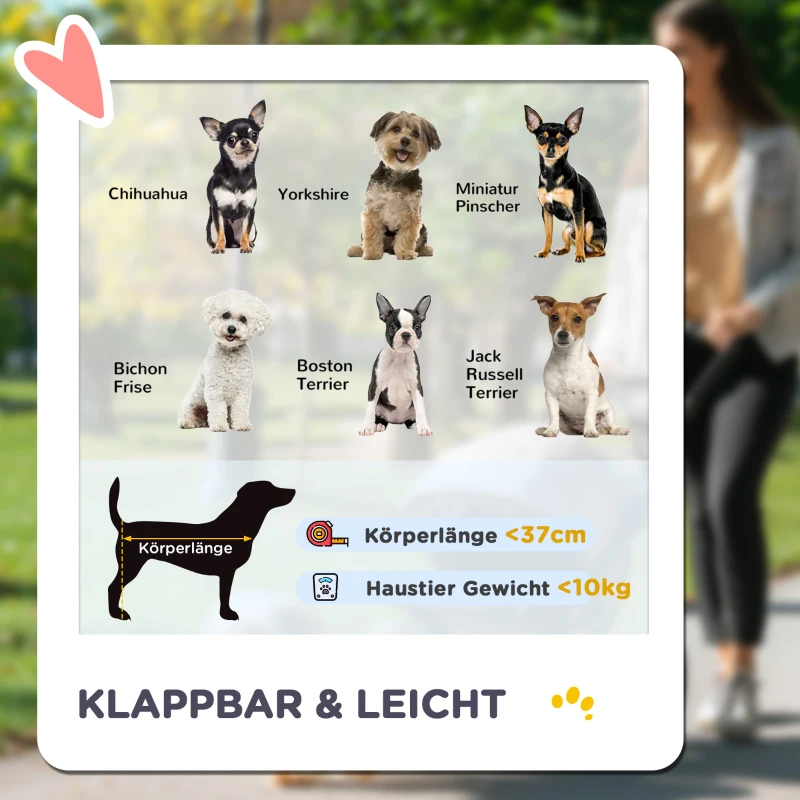 PawHut 2-in-1 Hundebuggy, abnehmbare Transporttasche, klappbarer Metallrahmen, 77,5 x 51 x 99,5 cm, Dunkelblau+Schwarz