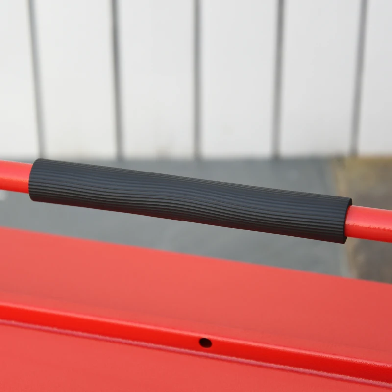 DURHAND Boite à outils métallique - coffret à outils - caisse à outils 3 niveaux 5 plateaux rétractables - tôle acier rouge