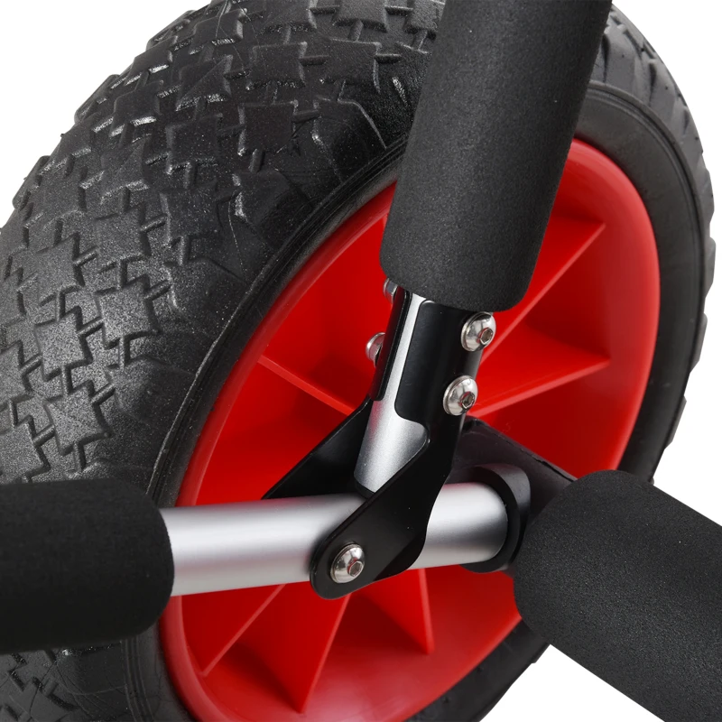 HOMCOM Carrito para Tablas de Surf Plegable con 2 Ruedas Carga 45 kg y Marco de Aluminio 64x55x38,5 cm Negro y Rojo