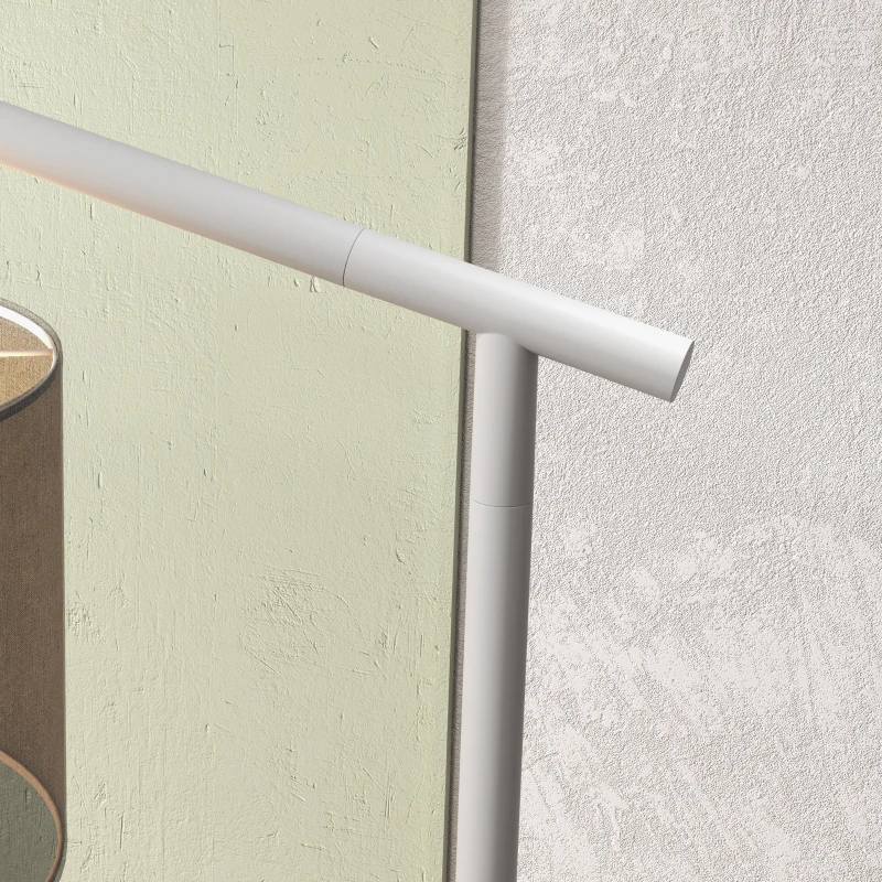 HOMCOM Metal Frame Floor Lamp with 350 Degree Rotating Lampshade, for Living Room and Bedroom, LED Bulb Included, Grey