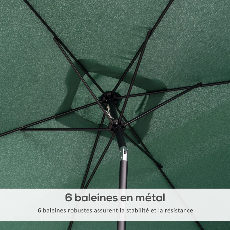 Outsunny Parasol inclinable rectangulaire aluminium polyester haute densité 3 x 2 m Vert