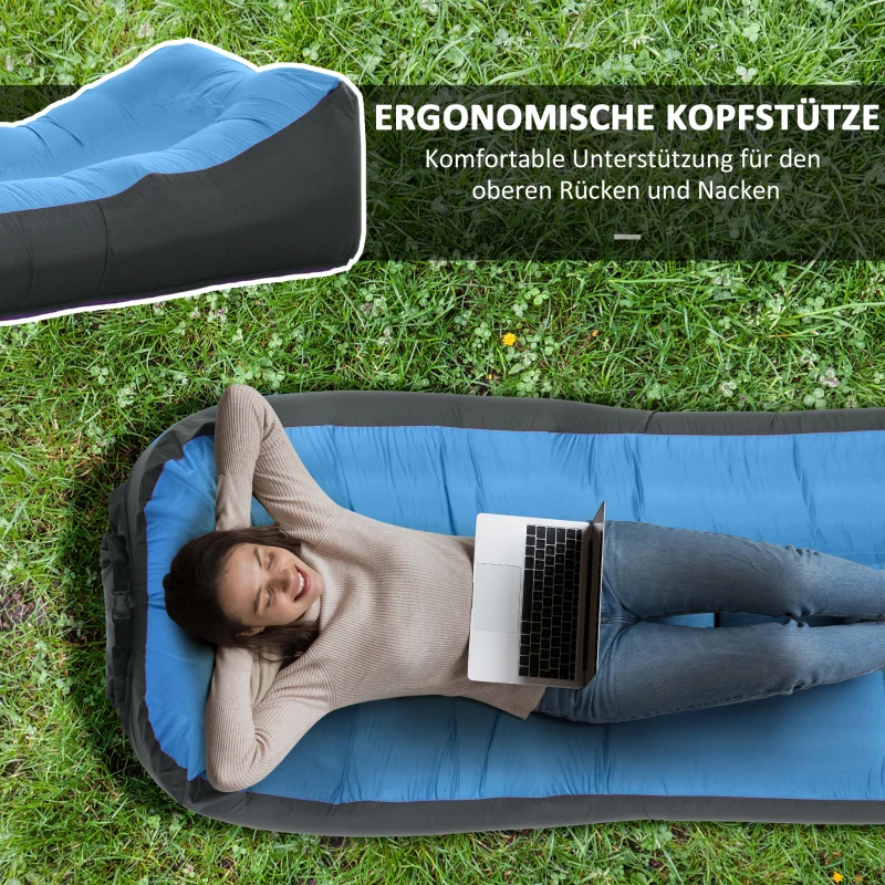 Outsunny Aufblasbarer Sitzsack, wasserdicht, bis 200 kg Tragkraft, 195x83x52cm, Blau