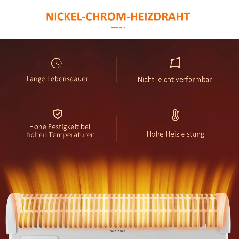 HOMCOM Heizgerät Heizlüfter 2000W Elektroheizer mit 3 Stufen Warm 24-Stunden-Timer Heizer Heizung Wärme Metall Kunststoff Weiß 58,5 x 20 x 43 cm