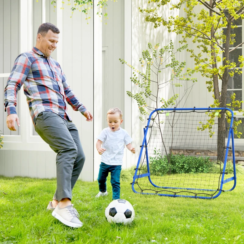 HOMCOM Adjustable Rebounder Net Kickback Target Goal for Teens Adults Training, Blue