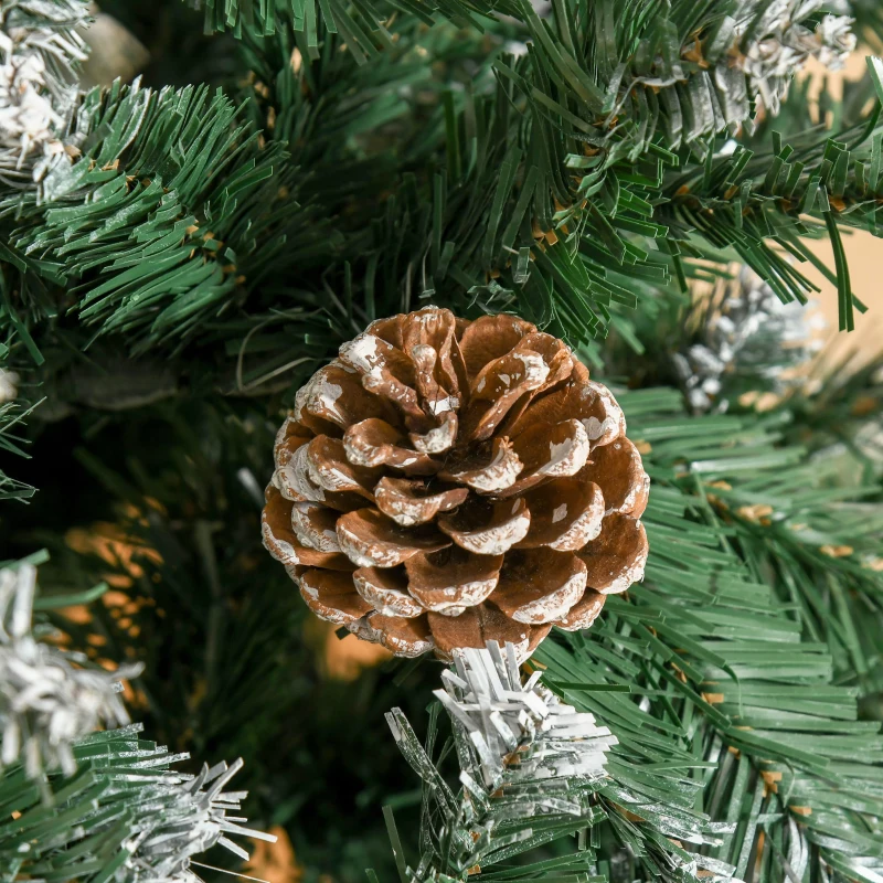 HOMCOM Árbol de Navidad Artificial Ø90x180 cm con 1111 Puntas de PVC y 59 Piñas con Ramas Apertura Automática Base Plegable y Soporte de Acero para Interiores Verde