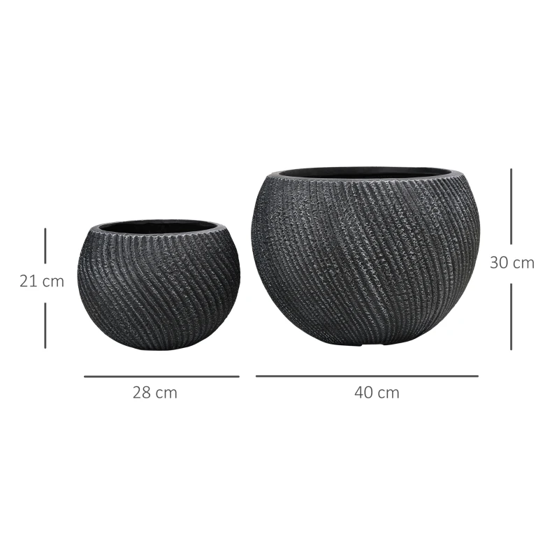 Outsunny 2er-Set Übertöpfe In-und Outdoor, wetterbeständig, modernes Design, 33 cm x 33 cm x 28 cm, Grau