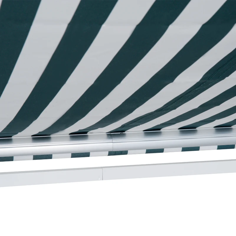 Outsunny Window Awning Canopy Garden Outdoor Shelter Patio Sun Shade Party Event UV Blocker Light Weight Aluminium Frame w/Hand Crank (3 x 2.5m, White/Green Stripe)