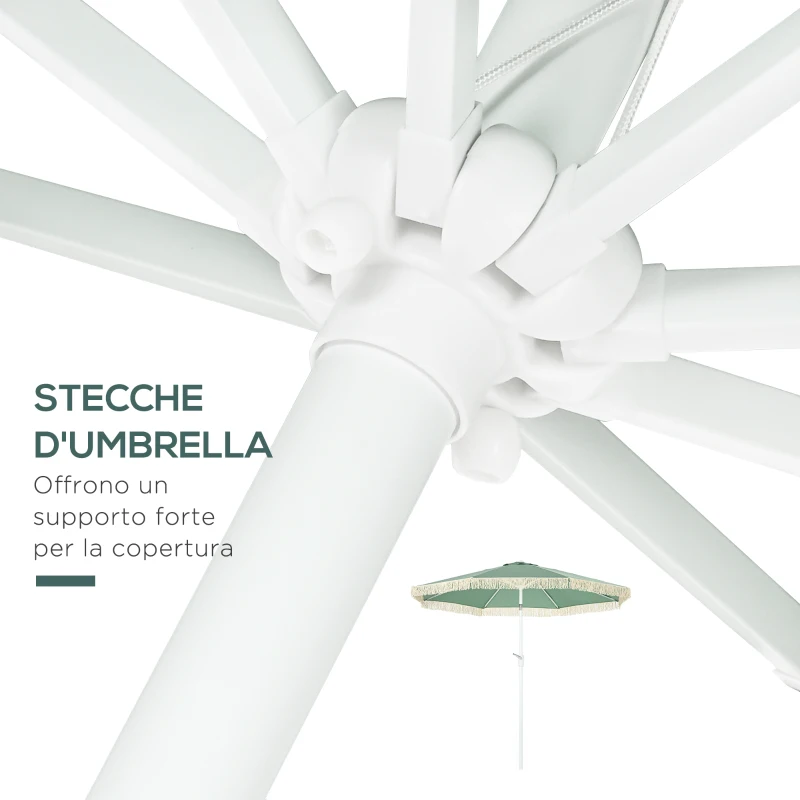 Outsunny Ombrellone da Giardino a Manovella Inclinabile e Palo a 2 Sezioni, Poliestere e Metallo, 2.6x2.4 m, Verde