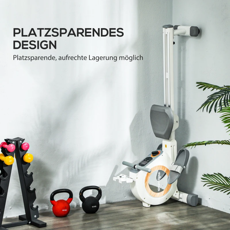 SPORTNOW Rudergerät mit 16 einstellbaren Stufen, LCD-Monitor und Handyhalter, fürs Heimtraining, 150 kg Belastbarkeit