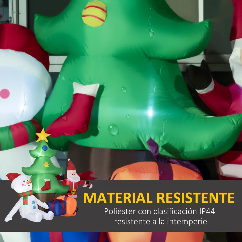 Outsunny Árbol de Navidad Inflable con Luces LED e Inflador Decoración de Interior y Exterior 210x92x190 cm Multicolor