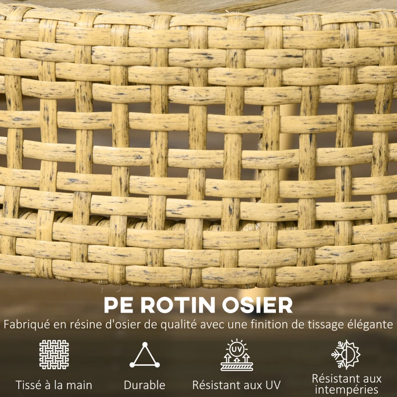 Outsunny Ensemble de 2 tables basses rondes pour intérieur ou extérieur - tables d'appoint en résine PE effet rotin style bohème