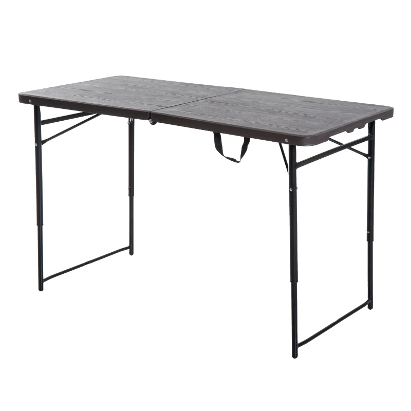Outsunny Mesa de Camping Plegable y Portátil tipo Mesa Buffet Auxiliar Ligera y Multiusos con Asas PP 122x61x53/71.5cm(LxAnxAl)