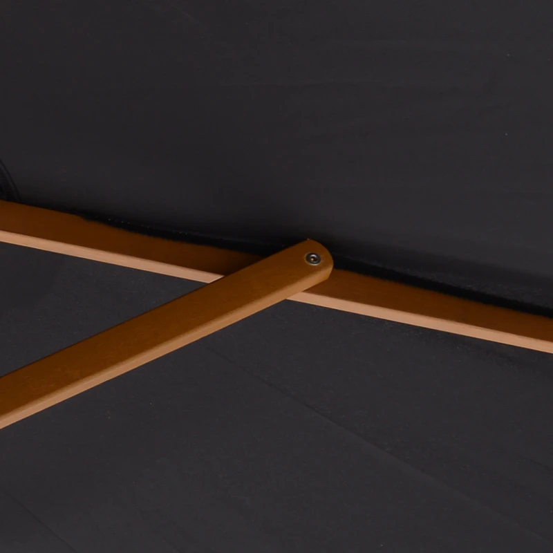 Outsunny Parasol de jardin extérieur parasol droit double toit Hexagonal Grande Taille de Jardin Ø 2,5 x 2,3H m Bois de Bambou Noir