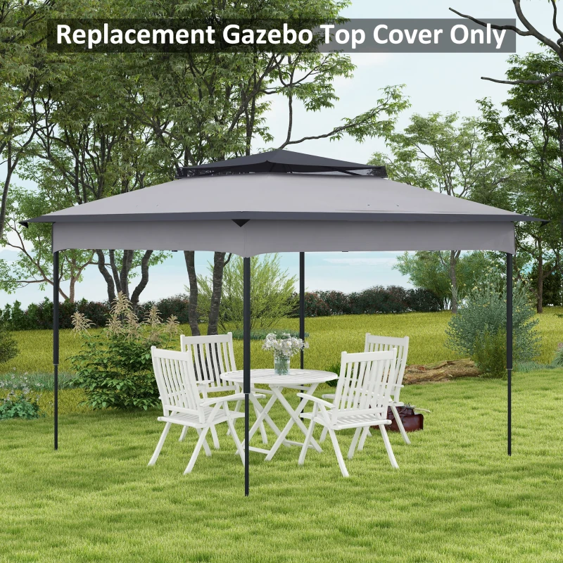 Outsunny Pop up Gazebo Cover, 2-Tier Gazebo Roof Replacement for 3.25m x 3.25m Frame, 30+ UV Protection, Grey