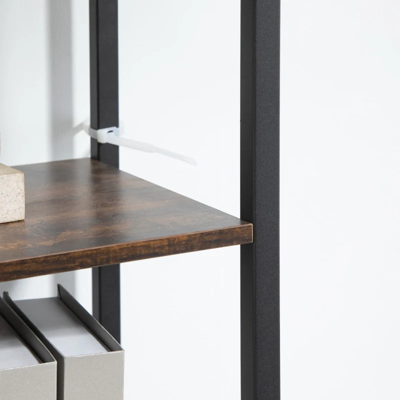 HOMCOM Libreria Stile Industriale con 4 Ripiani e 2 Armadietti, 90x30x159.5cm, Nero e Marrone