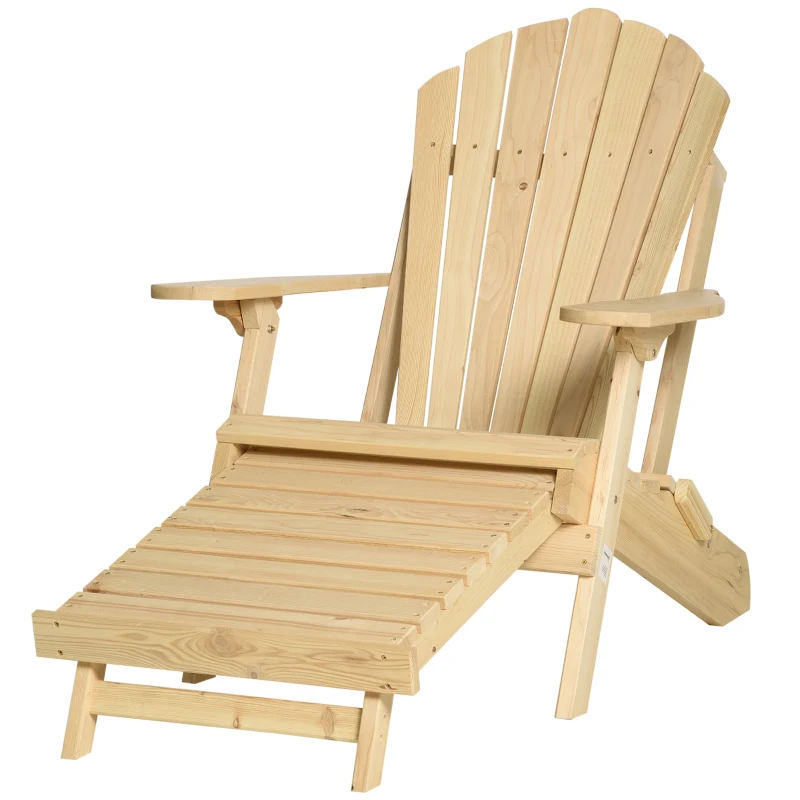Outsunny Fauteuil de jardin Adirondack pliable avec repose-pied intégré en bois de pin