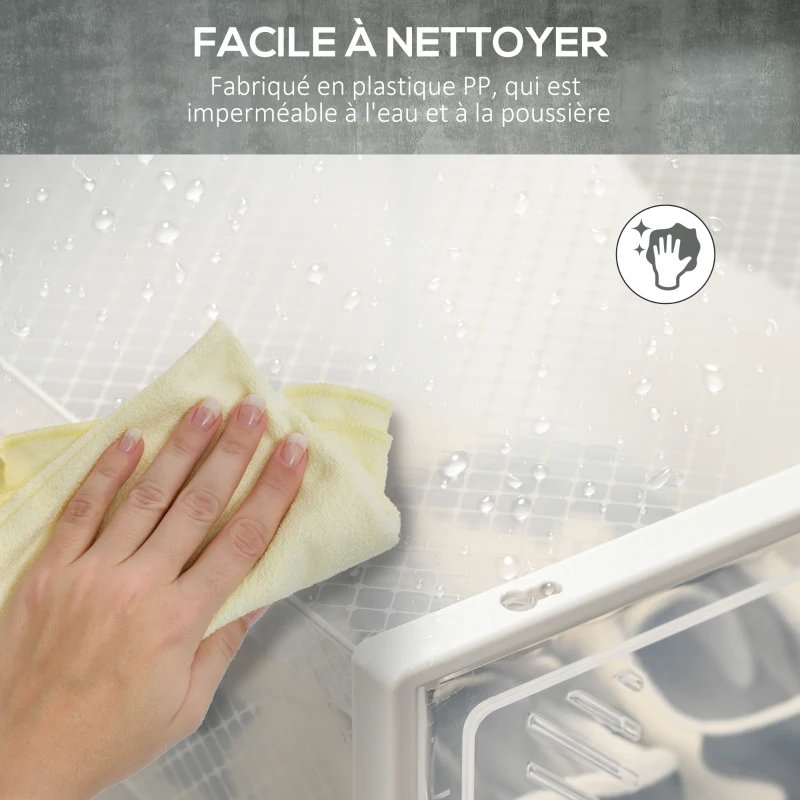 HOMCOM Lot de 18 boites cubes rangement à chaussures modulable avec portes transparentes - 25 x 35 x 19 cm