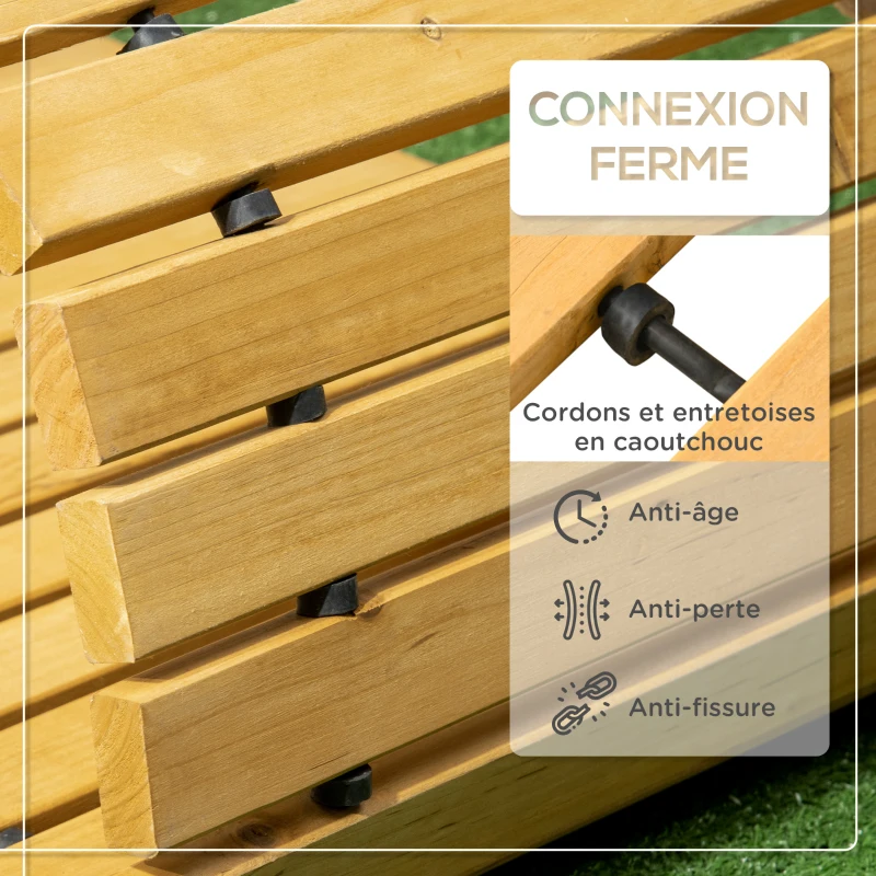 Outsunny Allée chemin de jardin en lattes de bois enroulable - bois massif de pin 185 x 60 cm