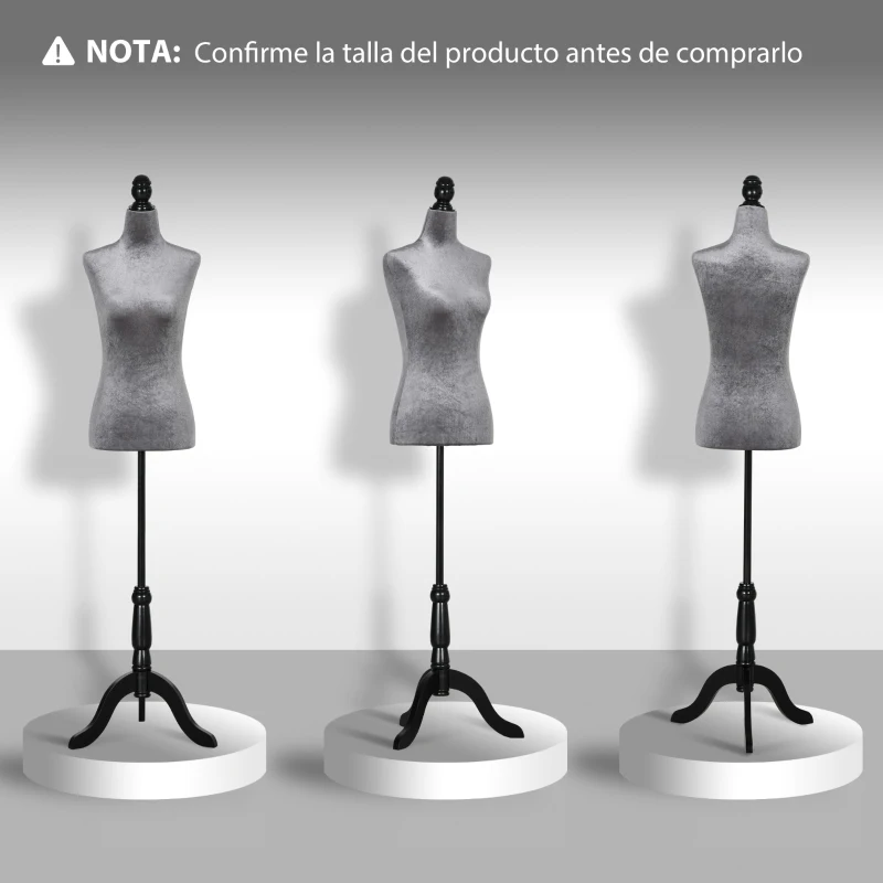 HOMCOM Maniquí de Costura Ajustable a 130-168 cm con Trípode de Madera para Fotografía de Moda Exposición de Prendas Gris
