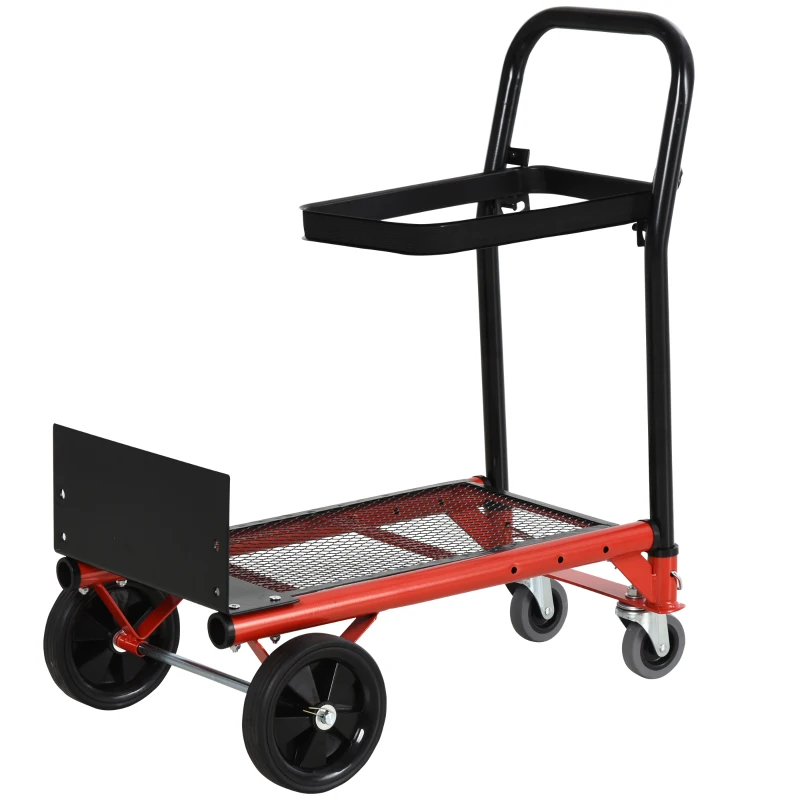 HOMCOM Chariot-Poubelle Chariot de Nettoyage Chariot de Transport Manutention Cadre en Métal 56 x 38,5 x 70,5 cm Noir Orange