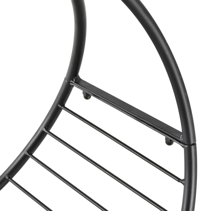 Outsunny Portalegna in Metallo per Interni ed Esterni per Camino, Porta Legna da Interno con Forma a Cesto, 45x29.5x47cm, Nero