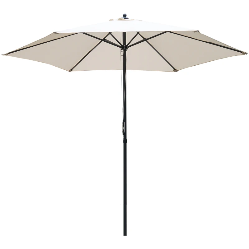 Outsunny 2.8m Garden Parasol Umbrella, Round Outdoor Market Table Umbrella Sun Shade Canopy, Off-White