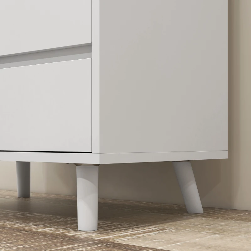 HOMCOM Alacena de Cocina Aparador con 2 Puertas de Vidrio Compartimentos 4 Cajones y Estantes Ajustables 60x35x180 cm Blanco