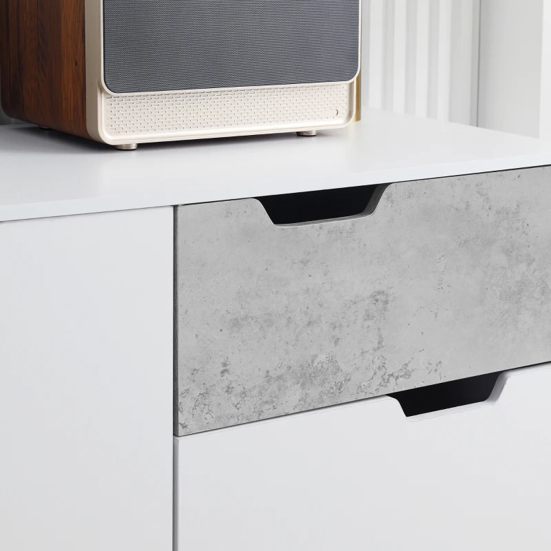 HOMCOM Aparador de Cocina con 2 Puertas y 1 Cajón Estilo Moderno con Patas Inclinadas 98x39x81,5 cm Blanco y Gris