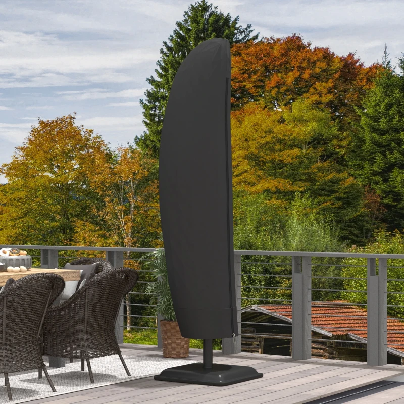 Outsunny Parasol Cover, 600D Oxford Cantilever Umbrella Cover Fit for 2-4m Parasol, Banana Umbrella Protector with Zipper for Outdoor Garden, Patio, Black