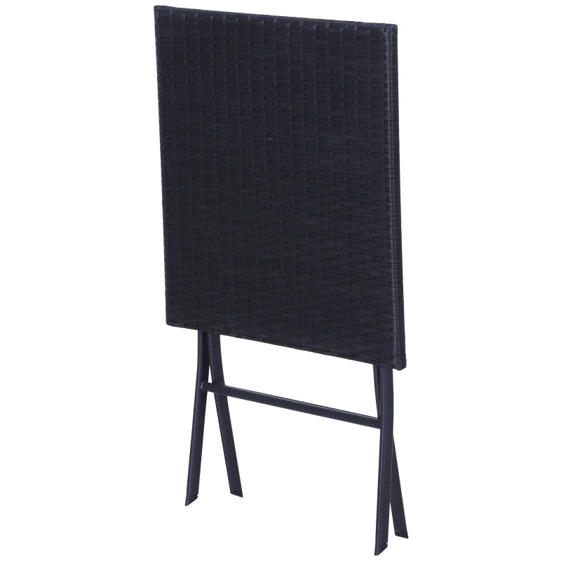 Outsunny Polyrattan Bistroset für 2 Personen Sitzgruppe Rattan Gartenmöbel Set Garnitur Schwarz