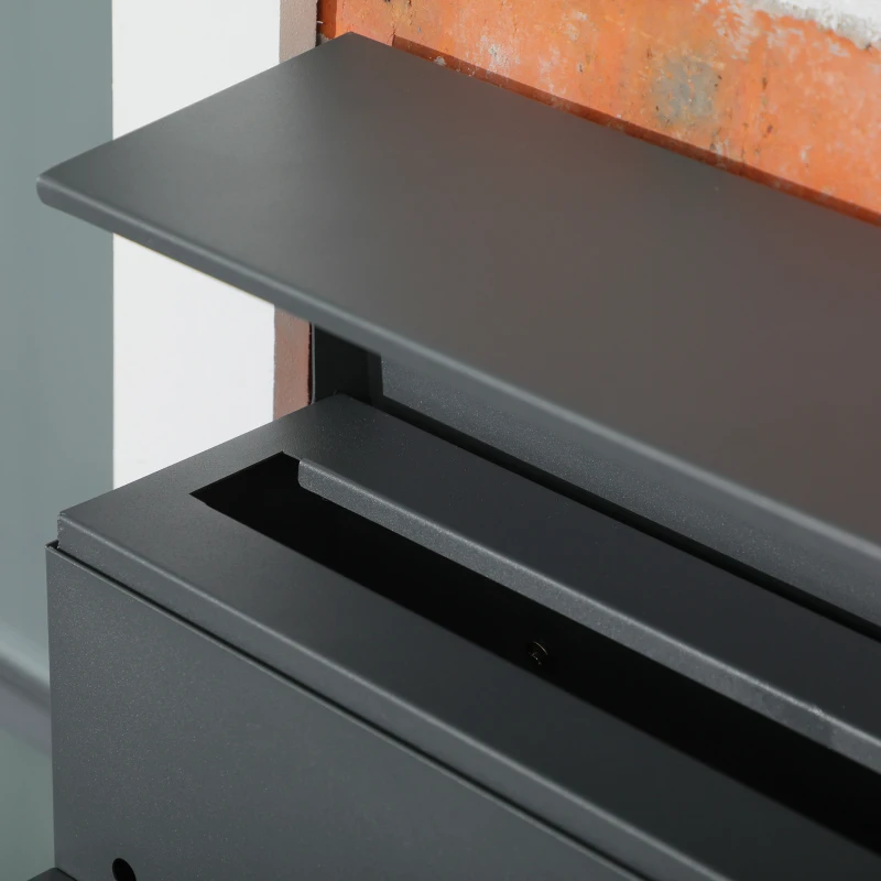 HOMCOM Cassetta Postale in Acciaio Zincato con 3 Fessure e 2 Chiavi di Sicurezza, 37x10.5x37 cm, Grigio