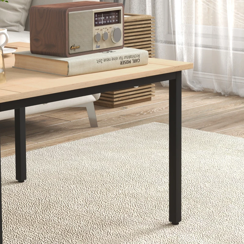 HOMCOM Couchtisch im Retrodesign, Beistelltisch, Metallbeine, Natur + Schwarz