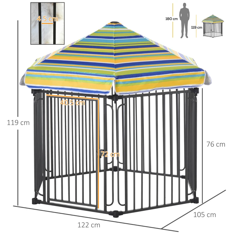 PawHut Dog Play Pen Puppy Pen Pet Playpen For Rabbit Guinea Pig Duck with Canopy Indoor Outdoor 119H x 122L x 105Wcm