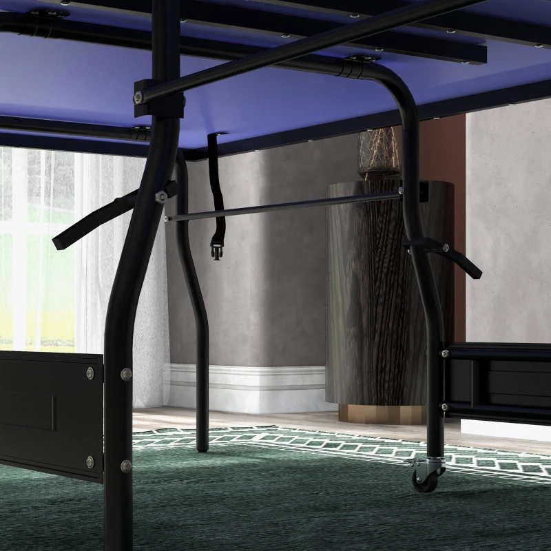 SPORTNOW Mesa de Ping-Pong Tamaño Estándar con 4 Ruedas Red 2 Paletas y 3 Pelotas para Interior 274x152,5x76 cm Azul